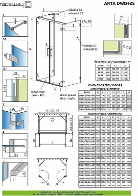 Душевой уголок Radaway Arta DWD+2S Door 55L+55R 110x90