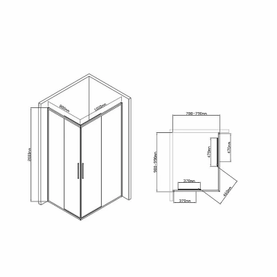 Душевой уголок Vincea Slim-U VSS-2SU8010CLB 80x100