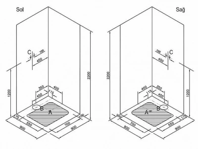 Душевой уголок Vitra ZEST 90x90 черный/прозрачный