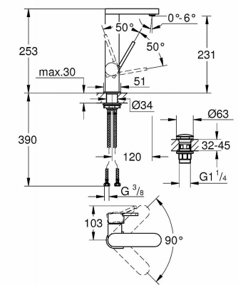 Смеситель для раковины Grohe Grohe Plus 2019 23873003