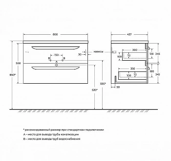 Тумба с раковиной Cezares Eco 80 ECO-CER-N-800-2C-SO-BL белая