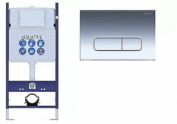 Инсталляция для унитаза Aquatek ECO Standart INS-0000014 с кнопкой KDI-0000016 хром глянцевый