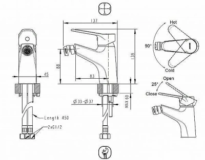 Смеситель для биде BRAVAT Eco F3111147C