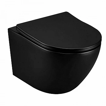 Унитаз подвесной Art&Max OVALE AM011CHR-Mb черный матовый, безободковый