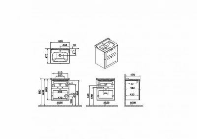 Тумба с раковиной VitrA Root Classic 68853 60 матовый темно-синий