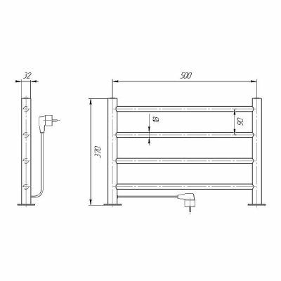 Полотенцесушитель электрический Domoterm DMT-T4 38x53 EK хром