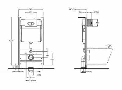 Инсталляция для унитаза BelBagno BB026 с кнопкой смыва BB044NERO