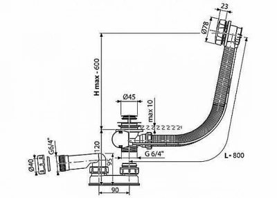 Слив-перелив для акриловых ванн AlcaPlast A55K-80