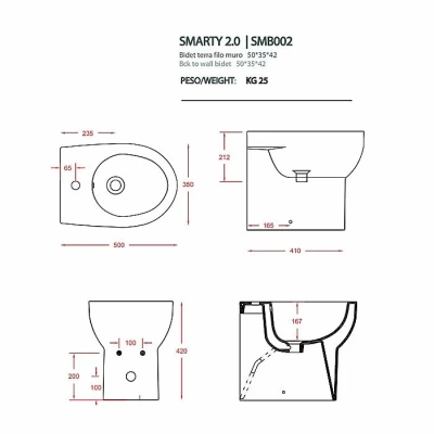 Биде напольное Artceram SMARTY SMB002 01 00bi*0 белое