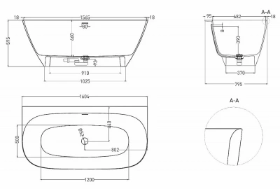 Ванна Salini Sofia Wall S-Stone 102527M 160x80 белая матовая
