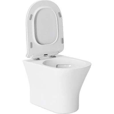 Унитаз подвесной Orange CI01-100W+APB244 безободковый, с крышкой микролифт, с инсталляцией, кнопка черная