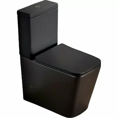 Унитаз напольный SantiLine SL-5017MB безободковый, с бачком, с крышкой микролифт, черный матовый