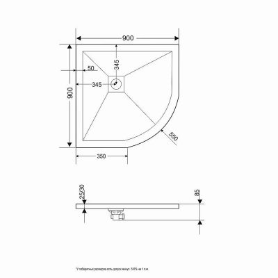 Душевой поддон Grossman STRONG 90x90 радиусный белый