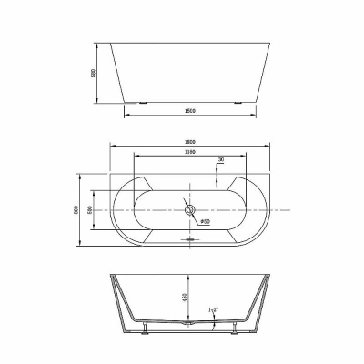 Ванна акриловая Vincea VBT-421 180x80 белая