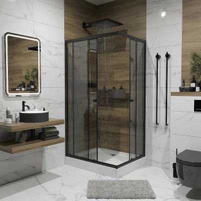 Душевой уголок Niagara Eco NG-018-14QT 100х80 стекло тонированное/профиль черный
