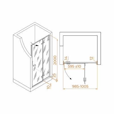 Душевая дверь RGW Stilvoll SV-004Gr 100 353200410-110 стекло прозрачное/профиль серый