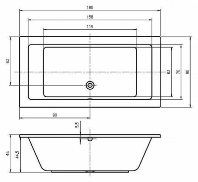 Акриловая ванна Riho Lusso 180x90 B026001005 белая