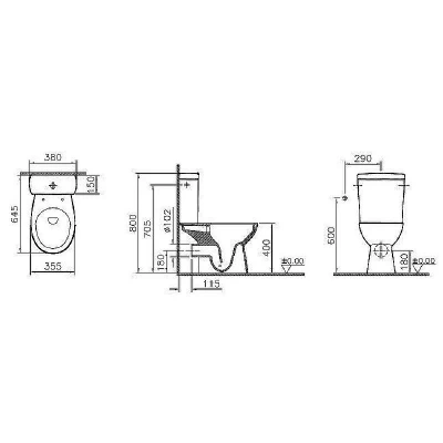 Унитаз-компакт Vitra S10 9822B003-7204 безободковый, с бачком, с крышкой микролифт