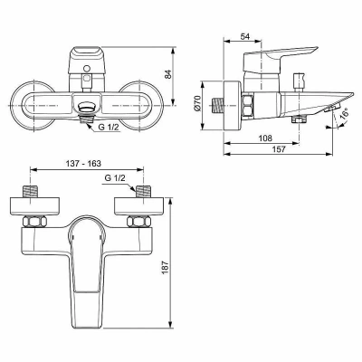 Смеситель для ванны Ideal Standard Tesi A6583AA