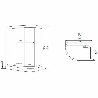 Душевая кабина Timo Standart 120х85 T-5502 стекло матовое/профиль матовый хром без г/м