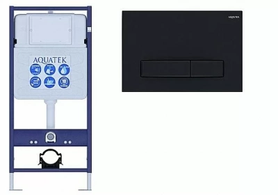 Инсталляция для унитаза Aquatek Standart INS-0000012 с кнопкой KDI-0000025 черная матовая