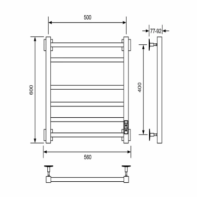 Полотенцесушитель электрический Veconi Barro-B B6050CH-B хром