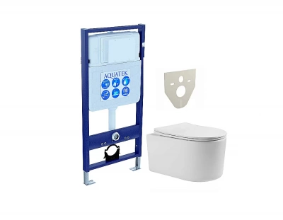 Унитаз с инсталляцией Aquatek Мия SET AQUATEK МИЯ белый, с крышкой микролифт, безободковый
