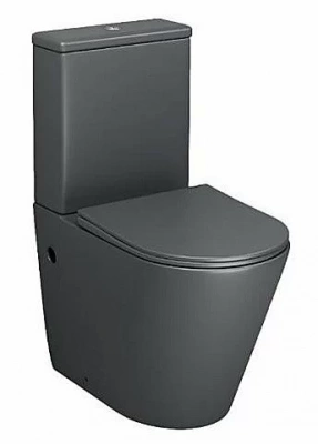 Унитаз Grossman Color GR-4480GMS безободковый, с крышкой микролифт, с бачком, темно-серый матовый
