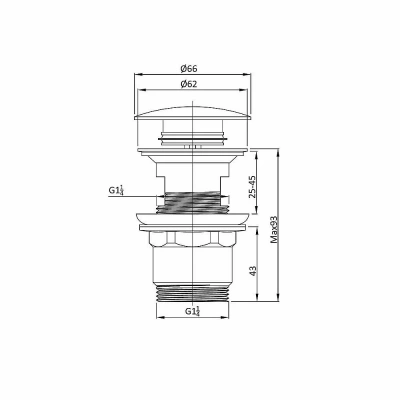 Донный клапан Vincea DPU-1B01CH хром