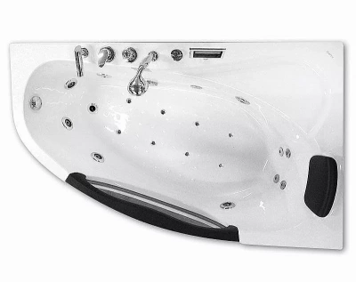 Ванна акриловая Gemy Glass Panel G9046 K 161х96 белая с гидромассажем