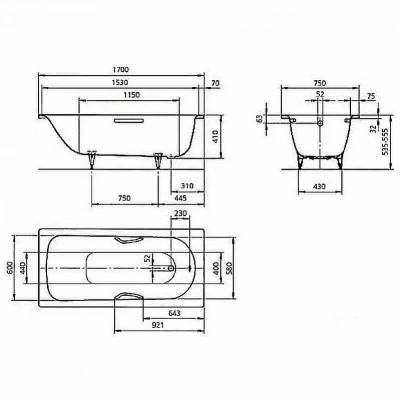 Ванна стальная Kaldewei Saniform Plus Star 336 170x75 133630003001 Antislip Perl-Effekt белый