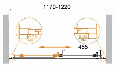 Душевая дверь Cezares MOLVENO-BF-1-120-P-BORO брашированное золото