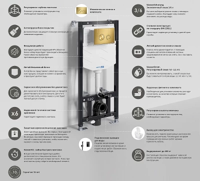 Инсталляция для унитаза WasserKraft Aller 10TLT.010.ME.MG01