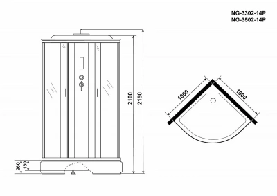 Душевая кабина Niagara Classic NG-3502-14P 100х100