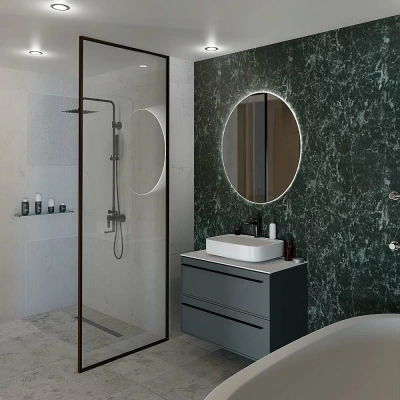 Тумба с раковиной LA FENICE Elba Grigio TWIN 100 серая/столешница белая