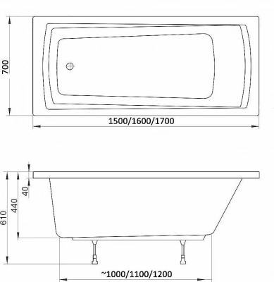 Ванна акриловая Ravak DOMINO PLUS C641R00000 150х70