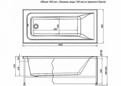 Ванна Aquanet Bright с г/м Energy 155x70 с к/с