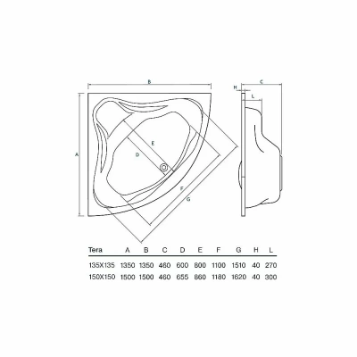 Ванна акриловая Koller Pool Tera 135x135 TERA135х135 белая