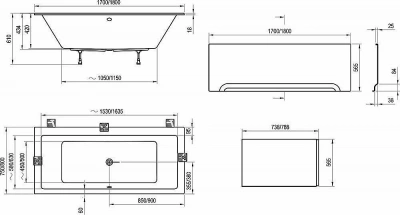 Ванна акриловая Ravak FORMY SLIM C691300000 170x75