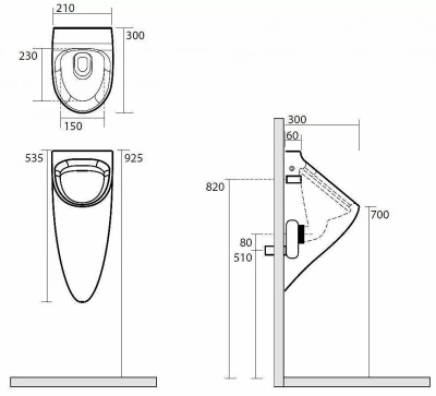 Писсуар подвесной Kerasan Aquatech 3735