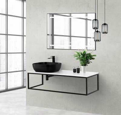 Консоль с раковиной BelBagno EK-120-ST-AS столешница Bianco Opaco