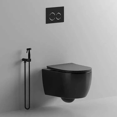 Унитаз подвесной CeruttiSpa OGLIO Aria MB CT9239 безободковый, с крышкой микролифт, черный матовый