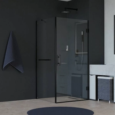 Душевой уголок RGW Hotel HO-045-1B (HO-011B + Z-060-2B + держатель) 100х80 стекло прозрачное/профиль черный