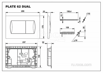 Кнопка для инсталляции Roca Active 62B 8901160B1