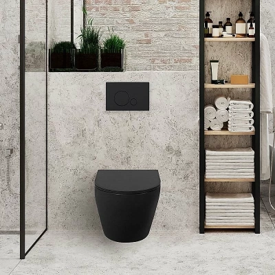 Унитаз подвесной BelBagno COLORATO BB062CHR-MB безободковый, с крышкой микролифт, с инсталляцией и кнопкой