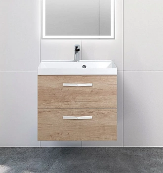 Тумба с раковиной BelBagno Aurora 60 Nebrasca Nature/ручка белая матовая