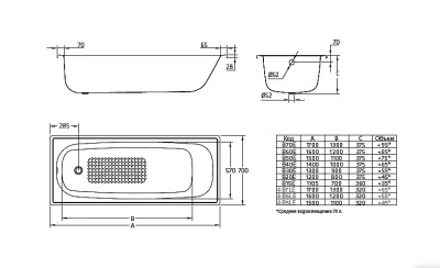 Стальная ванна BLB Europa 140x70