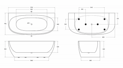 Ванна акриловая BelBagno BB83 170х80 белая