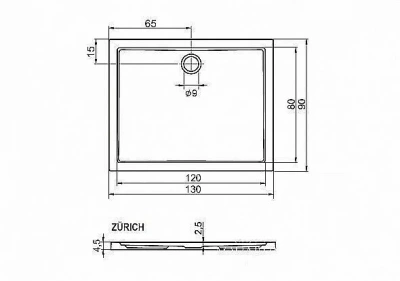 Душевой поддон Riho Zurich 262 130х90 D001001005 белый