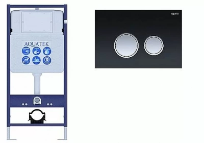 Инсталляция для унитаза Aquatek Standart INS-0000012 с кнопкой KDI-0000029 черная/хром